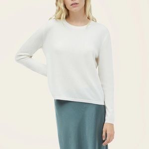 Italic Cashmere & Silk Blend Crewneck Split Sleeve Sweater in Cream